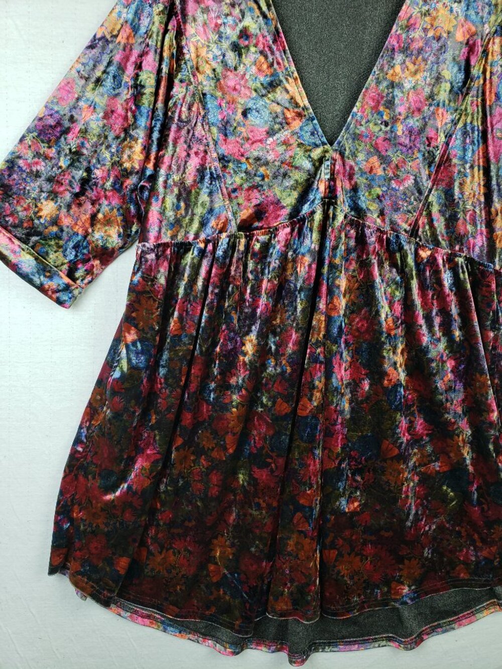 Natural Life Velvet Tunic Dress Empire Waist Abstract Floral Colorful size M - Picture 4 of 9